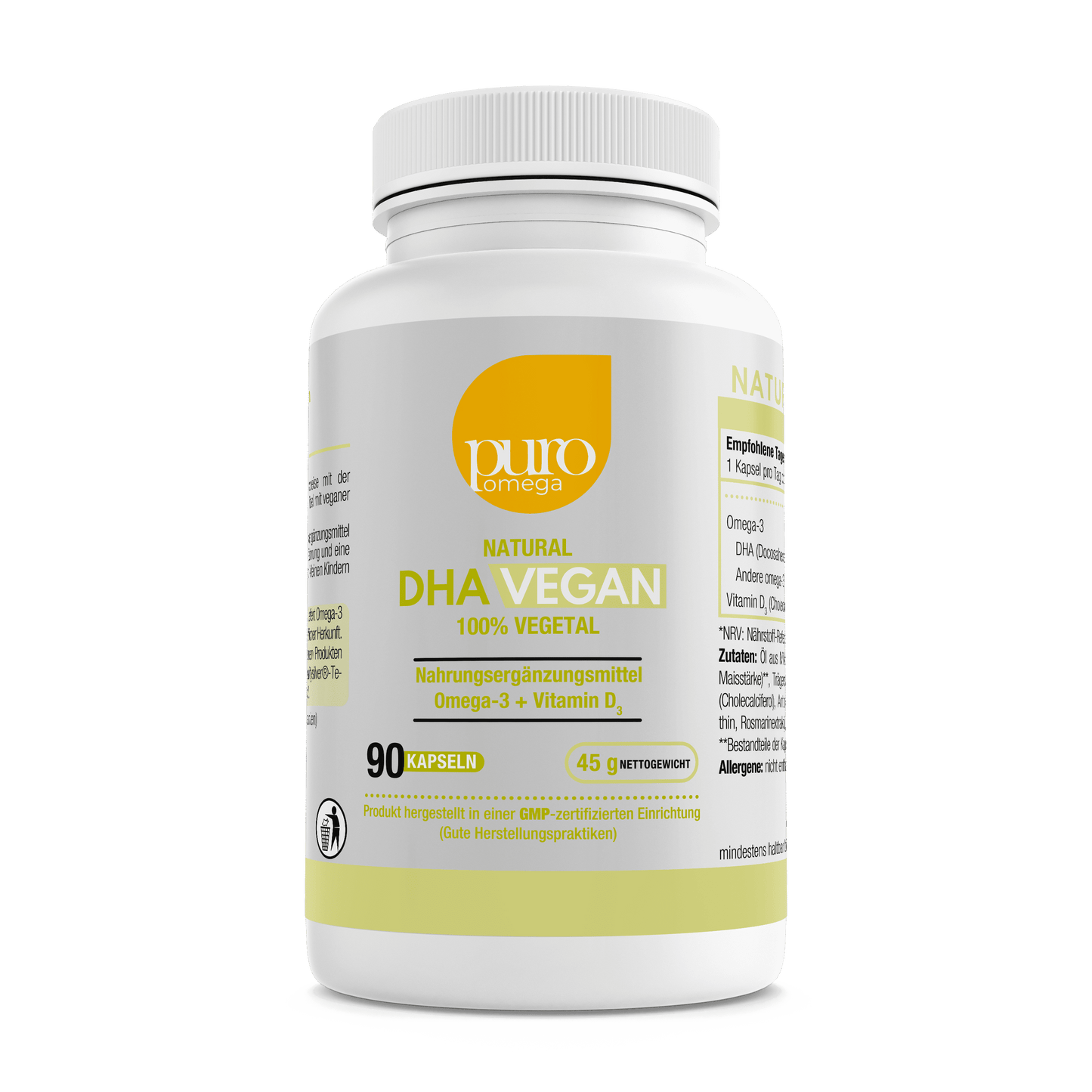 Omega-3 DHA aus Algen – Vegan, Pflanzlich und Nachhaltig [90 Kapseln - 45 g]